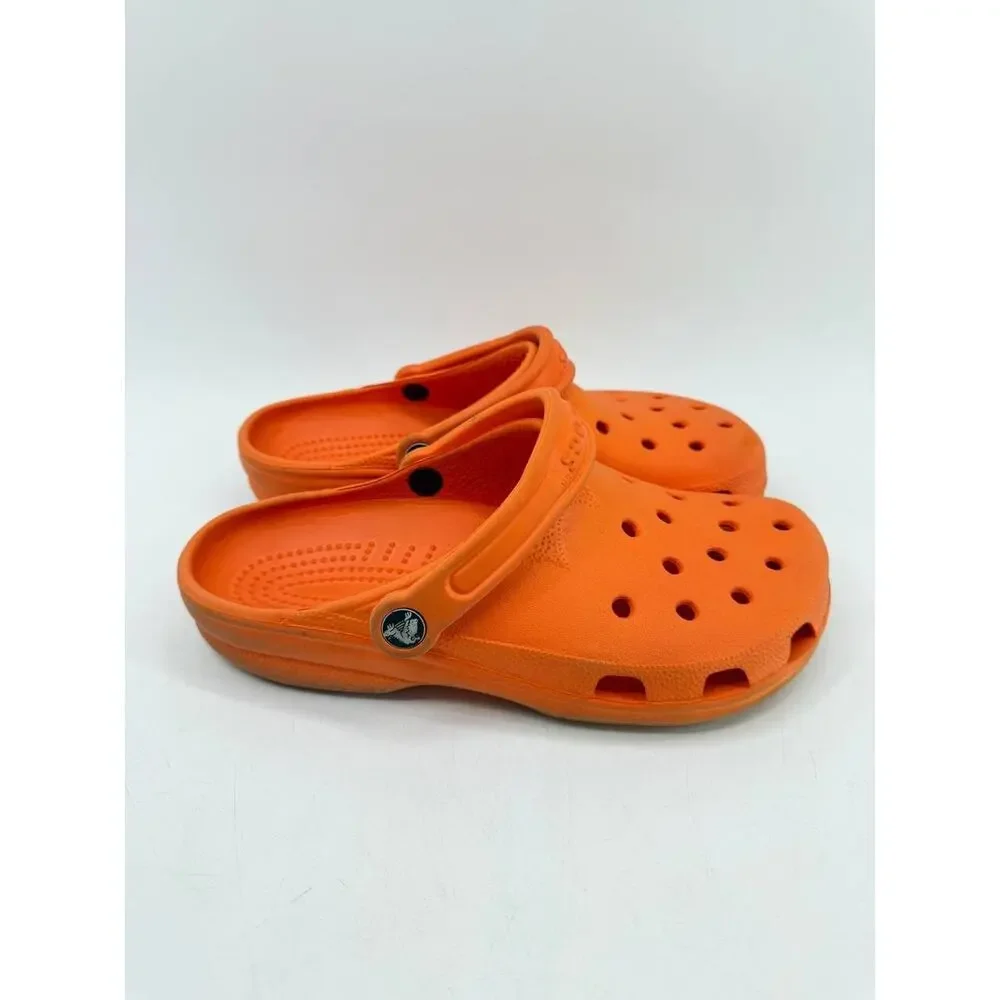 Crocs Classic Clogs Orange Unisex Slip On Comfort Shoes Size M8 W10 Used